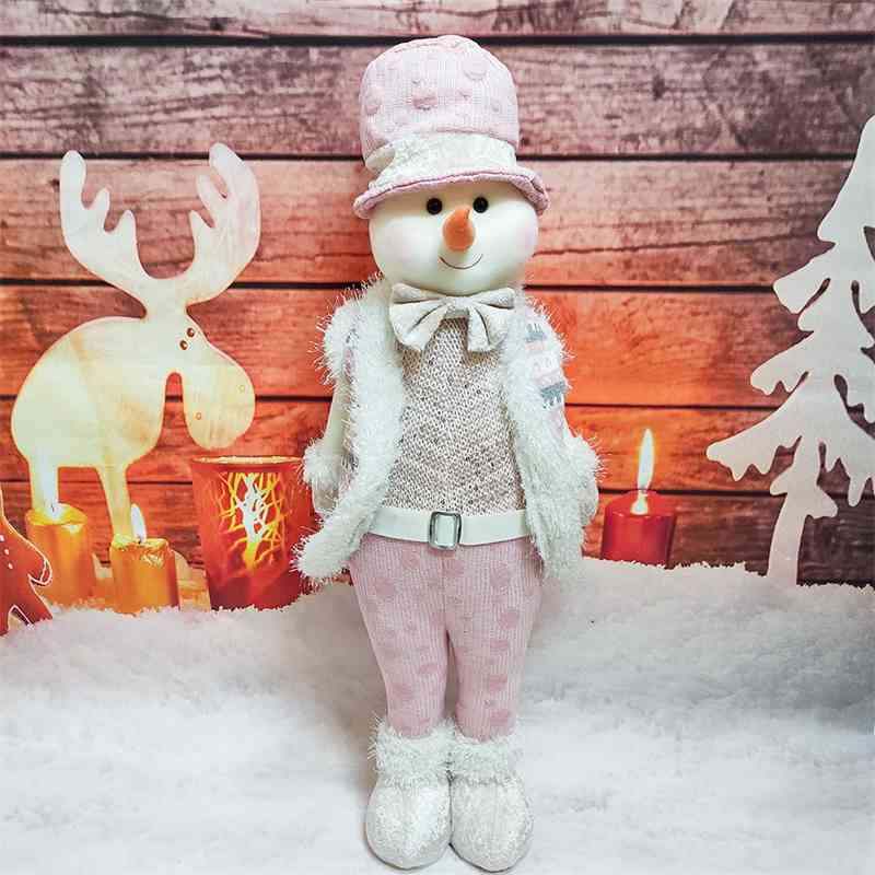 

Christmas Pink Snowman Plush Dolls Stuffed Toy Decoration Gift for Kids Birthday Holiday New Year Home Ornaments Decor