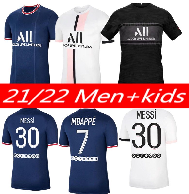 

Men and kids 21 22 MESSI SERGIO RAMOS HAKIMI Thai soccer jersey MBAPPE VERRATTI MARQUINHOS KIMPEMBE DI MARIA KEAN football shirt customize, Black