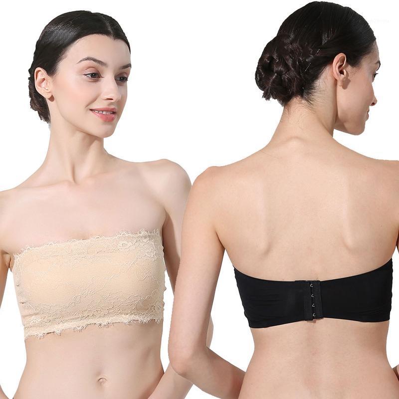

Bustiers & Corsets Womens Lace Tube Tops Sexy Strapless Crop Top Bra Solid Color Bandeau Boob Casual Women Underwear, Beige