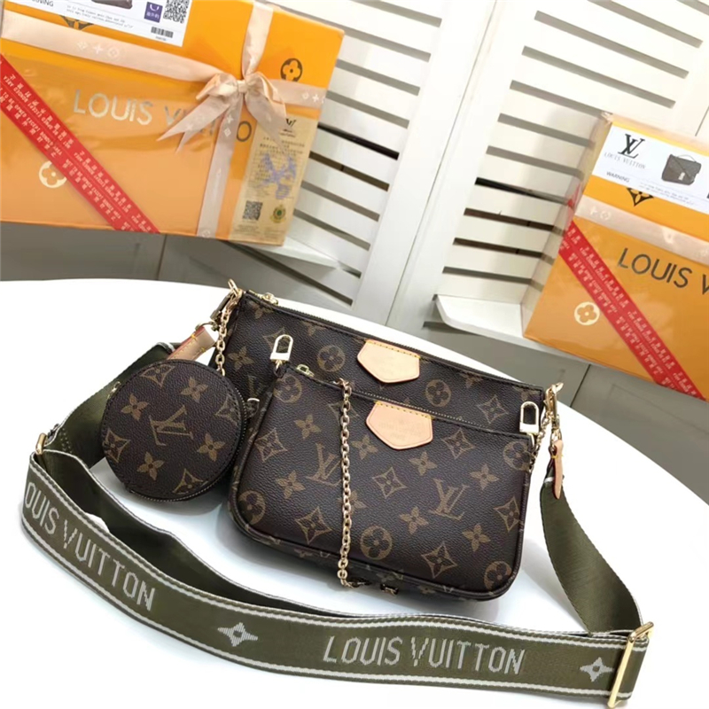 Dupe L-V Pochettes à main en cuir Sacs 3 en 1 Sac à bandoulière incliné Sac à main Portefeuille M44823
