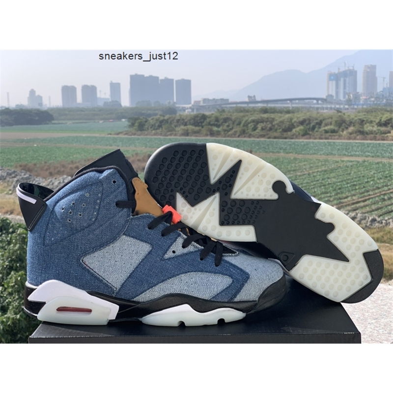 

Newest 6 Blue Washed Denim Varsity Red Black Men Basketball Sneakers 6s cowboy jeans mens Sports Shoes With Box CT5350-401