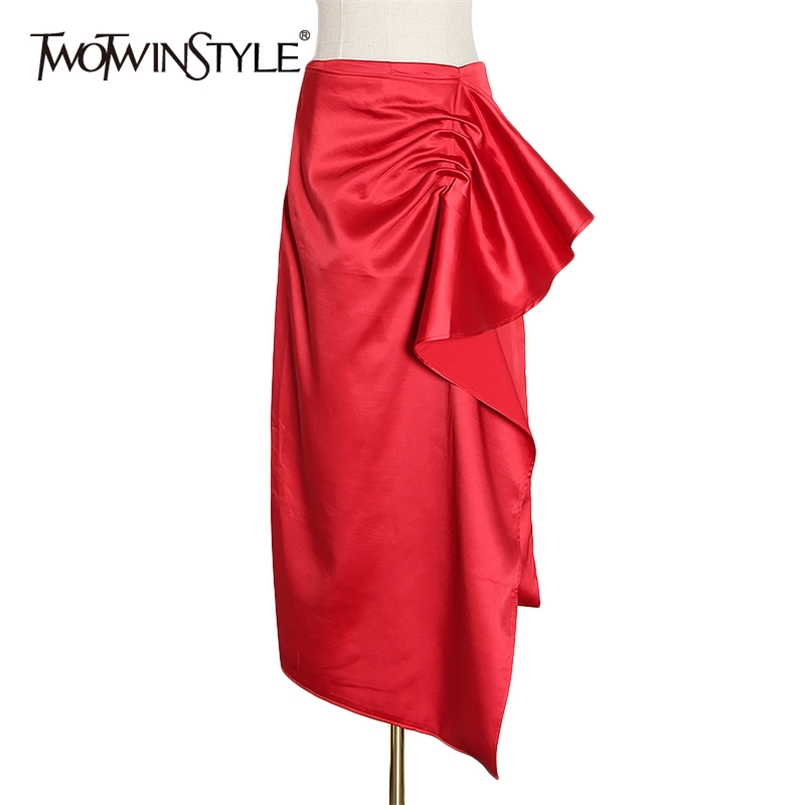 

Red Casual Leopard Skirt For Women High Waist Irregular Side Split Midi Skirts Female Fashion Clothing 210521, Orange