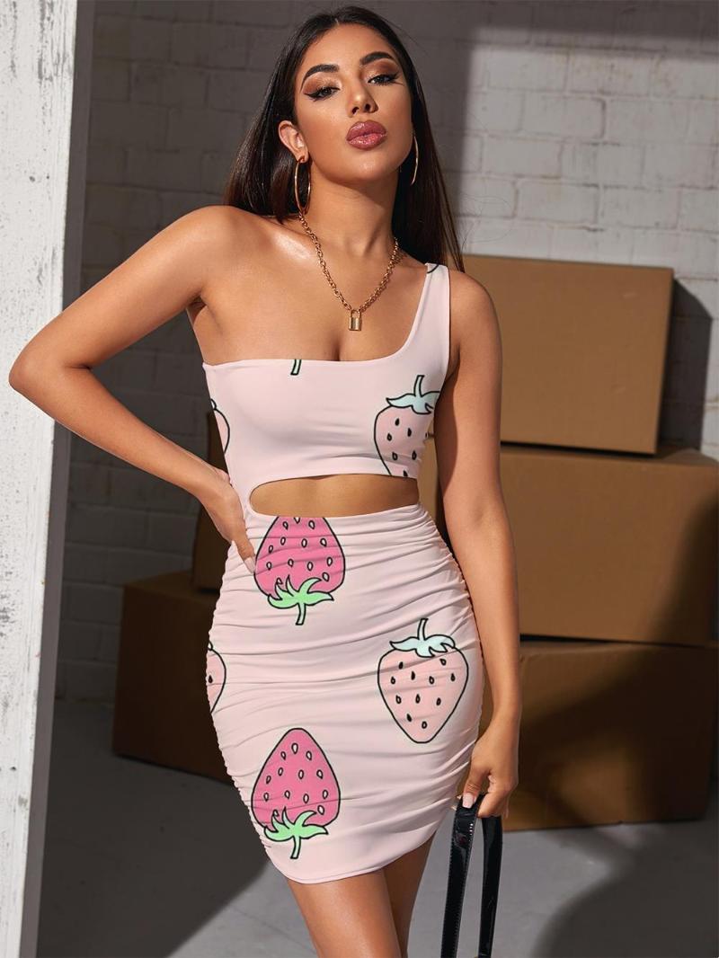 

Casual Dresses Giyu Brand Strawberry Dress Women Lovely Halter Sleeveless Harajuku Vestido Sexy Colorful Hollow Out Womens Clothing, 10019