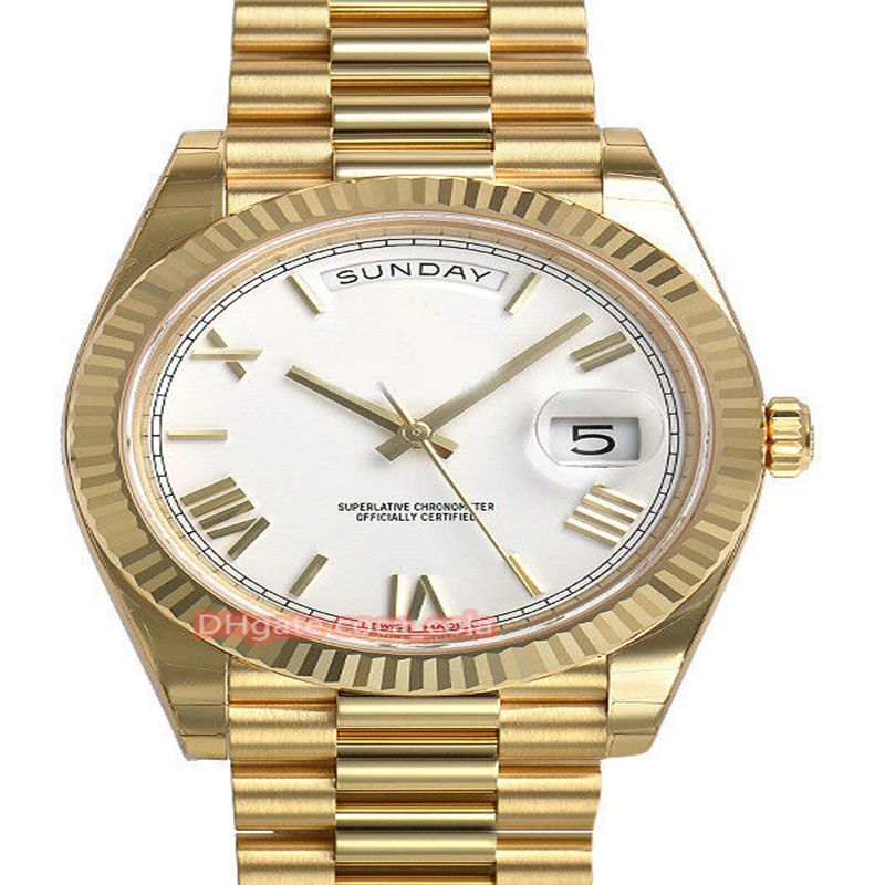 

Luxury BB NEW Factory 2813 Automatic movement Day Date 228238 President 40mm Yellow Gold White Roman Dial Watch sapphire Men's Watch watches