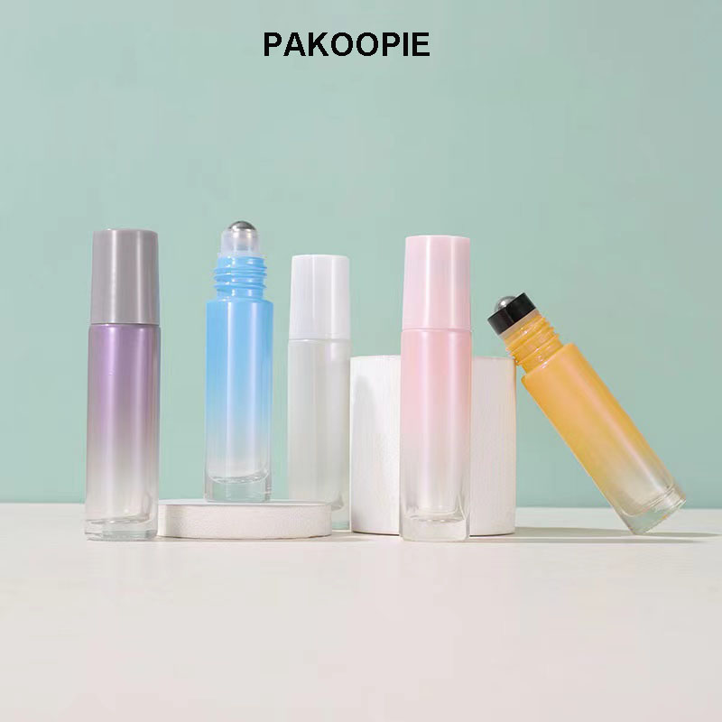 

10ML Walking Bottle Laser Magic Color Essence Oil Packaging Bottles Pearl Fritillar-color Bearing Vials Massage Stick Steel Metal Roller Bal