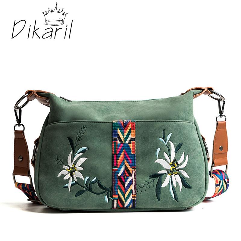 

Dikaril 2021 Abrasive Fabric Women Bag Fashion Embroidery Handbag Female Crossbody Bags Designer Multifunction Shoulder Tote