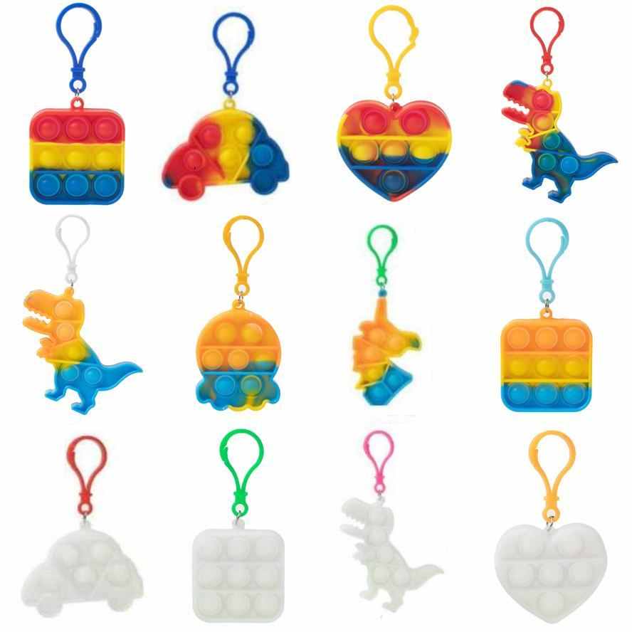 

100PCS / DHL push toy simple dimple key ring Fidget keychain children adult novel squeeze bubble puzzle finger fun game gadget relieve stress CJ09