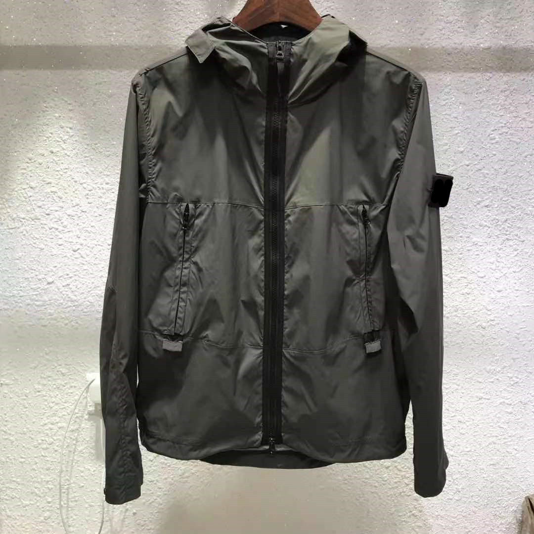 

2022 fashion brand men turn-down collar windbreaker zipper patchwork jackets stone running sports hoody jogger casual island coat size m-x, Black;brown