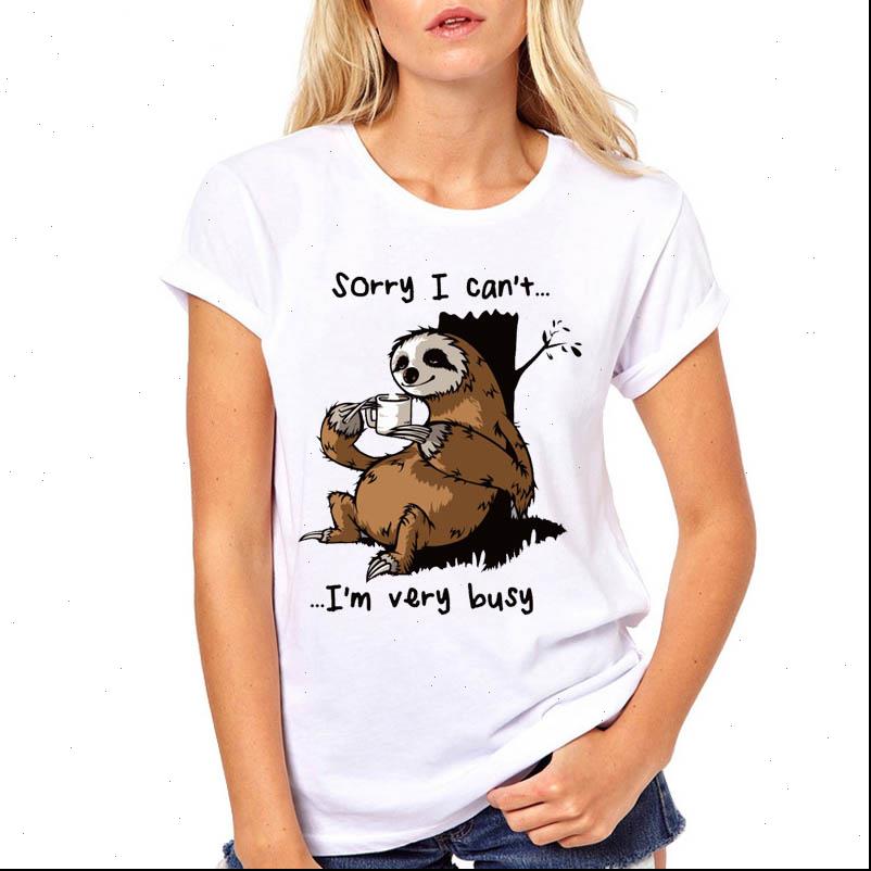 

women t shirt tshirt sorry i cant sloth very busy print short sleeve woman harajuku kawaii camisas mujer tee, White