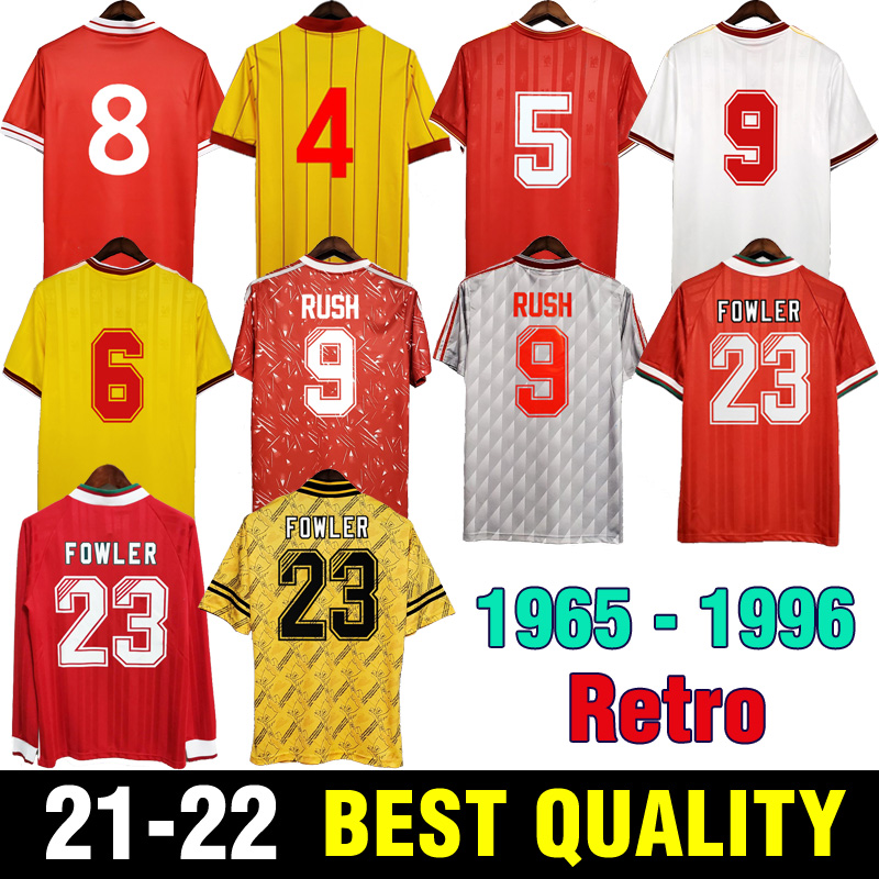 

1965 Retro RUSH Soccer Jersey McMANAMAN 81 84 85 86 Football shirts FOWLER BARNES 89 91 92 DALGLISH JONES 93 94 MOLBY KUYT 95 96 vintage
