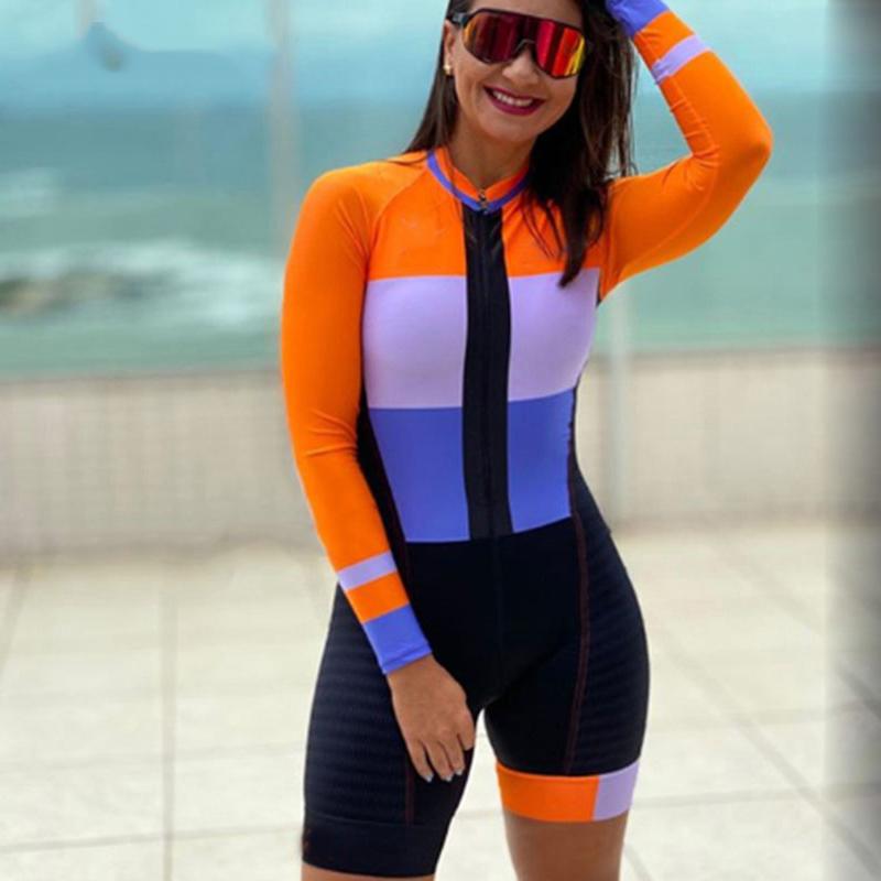 

Racing Sets Women's Pro Triathlon Professional Sportswear Short-sleeved Cycling Jersey Shorts Suit Tight-fitting Shirt Jumpsuit, Black;blue