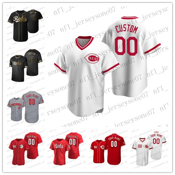 

Custom Cincinnati men women youth Reds white blue red Authentic 2020 Home Jersey, Black