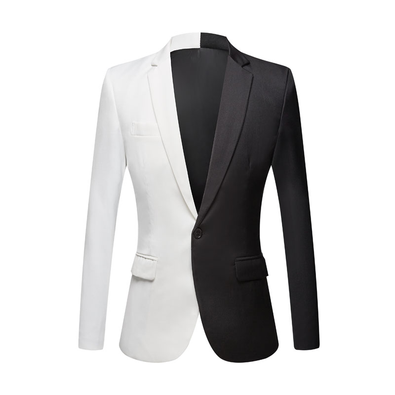 

Men's Suits & Blazers Costume Fashion White Black Red Casual Coat Men Blazers+Black Pants Stage Singers Blazer Slim Fit Party Prom Suit(Jack, As picture