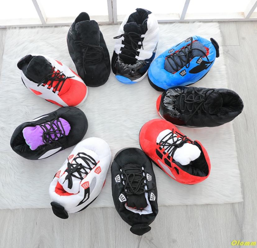 

Unisex Big Size 35-43 Snug Sneakers Women House Floor Slippers Women/Men Winter Warm Home Ladies Slides One Shoes, Burgundy