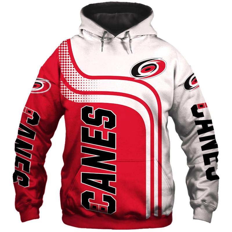 

Men' Hoodies & Sweatshirts Carolina Fashion 3D Hoodie White Red Stitching Design Black Swirl Print Hurricanes Cool Outdoor Sweatshirt, 01012