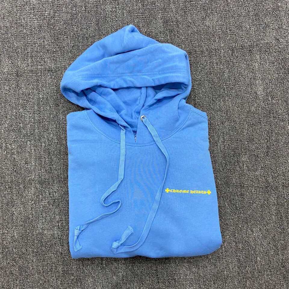 

Chrome-hearts New Fashion 2021 Brand High End Crosin Blue Sanskrit Horseshoe Print Hooded Pullover for Men and Women, White;black