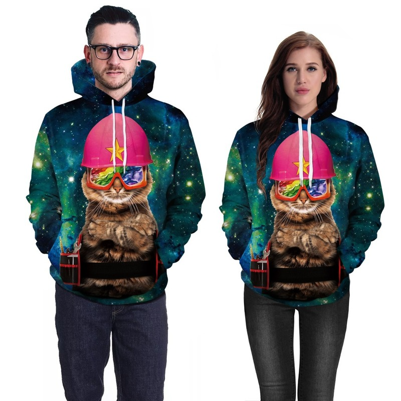 

Halloween 3D Cool Pattern Hooded Long Sleeve Women's Long Sweater Loose, Comfortable and Soft, Black