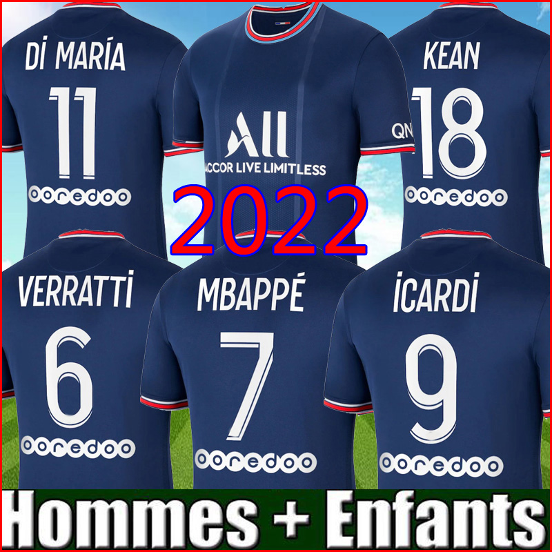 

Tops MBAPPE KEAN soccer jersey 21 22 Maillots de football shirts 2021 2022 MARQUINHOS VERRATTI KIMPEMBE men + kids kit uniforms enfants maillot foot fourth, White