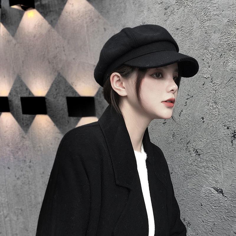 

Fashion Women Wild Wool Beret Autumn Winter Octagonal Cap Hats Stylish Artist Painter Sboy Caps Black Grey Gorras Berets