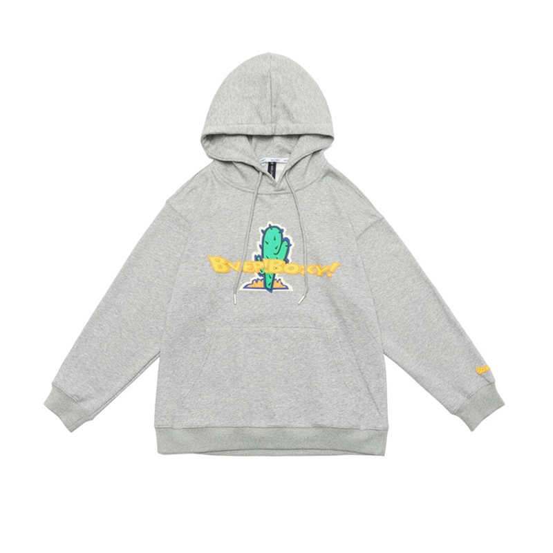 

Nanxia disguise 2021 autumn Hooded Jacket campus fashion card cartoon small pattern printed youth sweater men, Gray