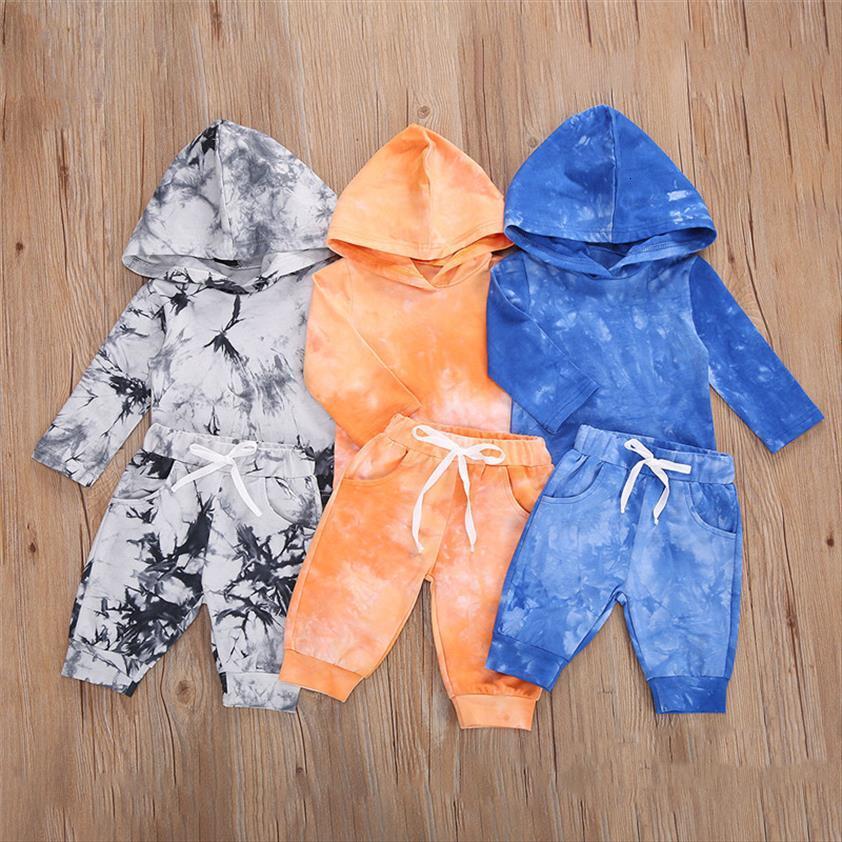 Autumn Baby Boy Clothes Girl Long Sleeve Tops Pants Set Toddler Tie Dye Hooded Clothing Newborn Boys Sets-image-716803560