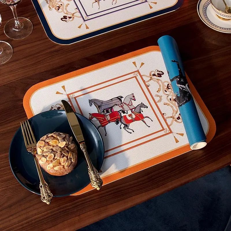 

Design Mats PVC Insulation Placemats Fashion Heat Resistant Non-Slip Waterproof Pad Luxury Coasters Dining Table Decoration Home Textiles