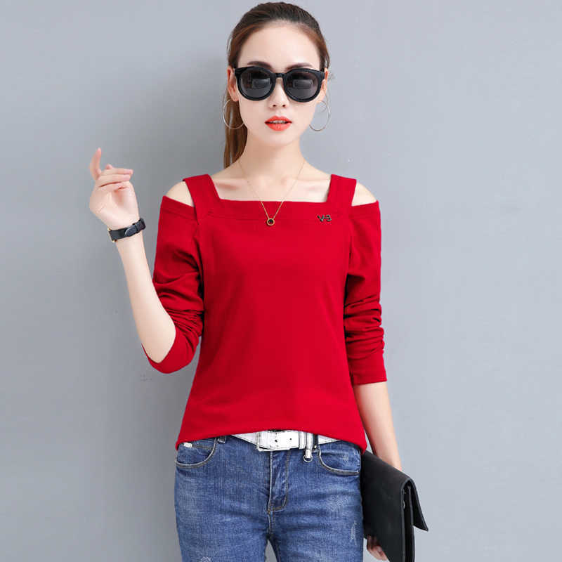 

Women Spring Off Shoulder T-shirt Women T shirt Sexy Slash Neck Cotton Top T-shirt Striped Short Sleeve Tee Shirt Femme 210604, Black