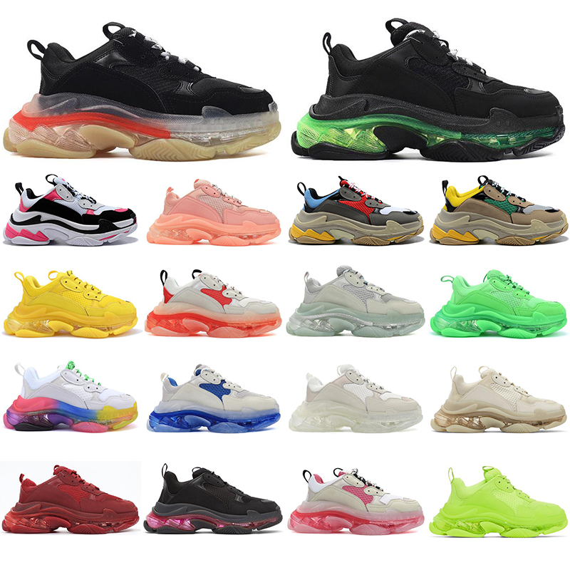 

Top quality Triple s clear sole running shoes for men women platform sneakers Dark green beige grey mens trainers casual sports shoe 36-45