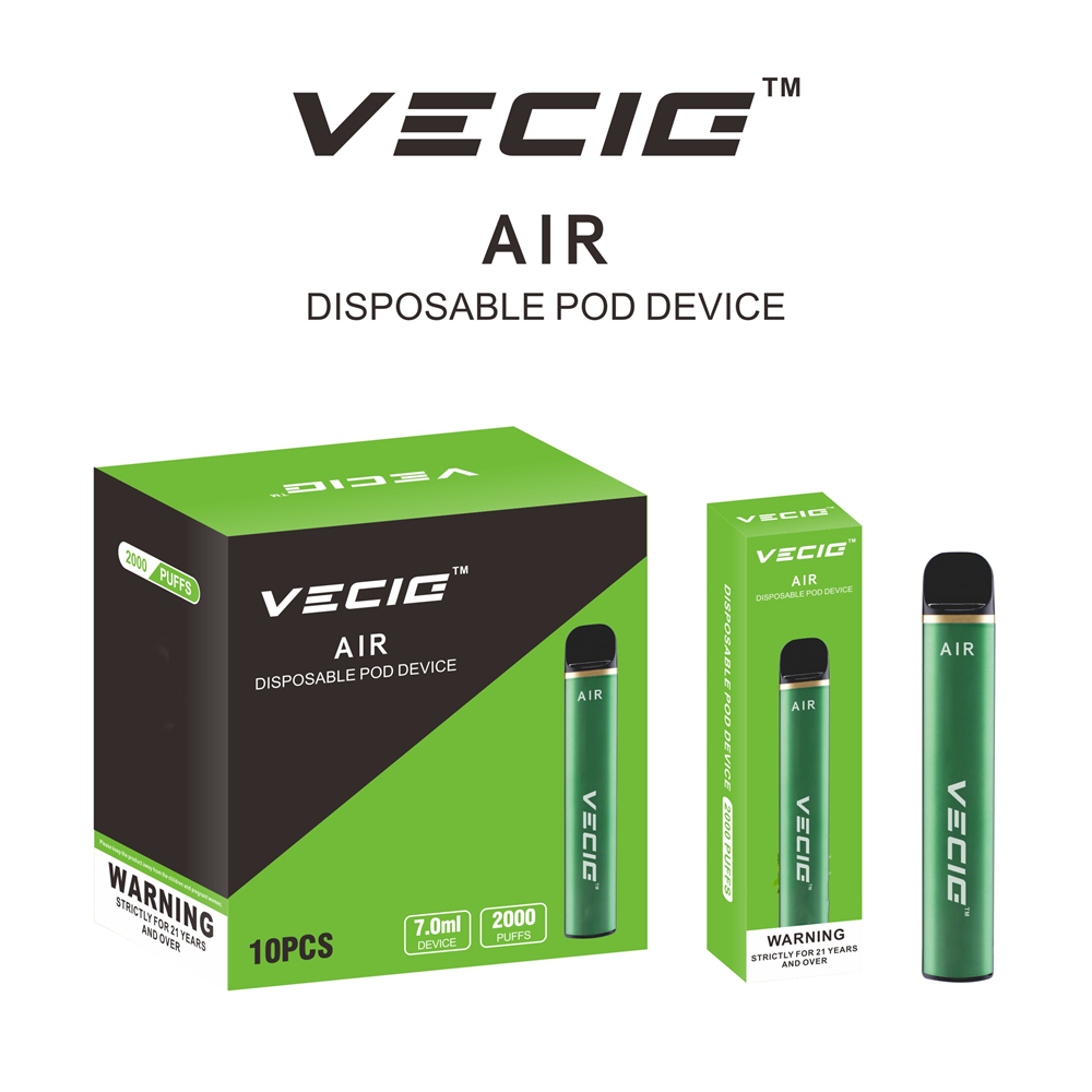 

VECIG AIR 2000Puffs E cigarettes Pen 7ml Pods Device 15 Colors Bar 1200mah Battery Infinity Stiik Flow Geek Disposable Vape