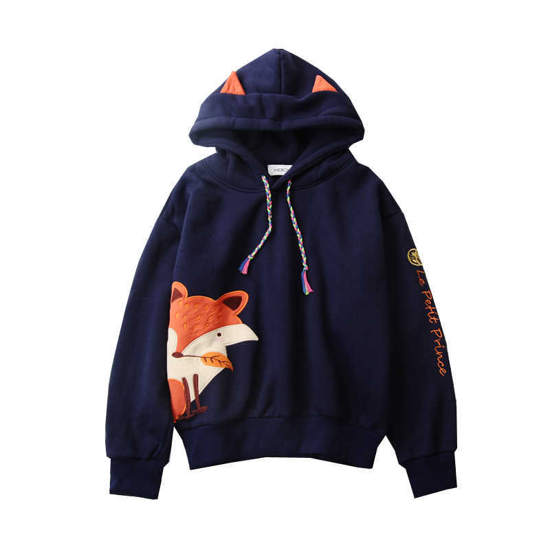 

MERRY PRETTY Women Cartoon Embroidery Nacy Hooded Sweatshirts Winter Long Sleeve Velvet Pullovers Harajuku Fleece Hoodies 210526, White