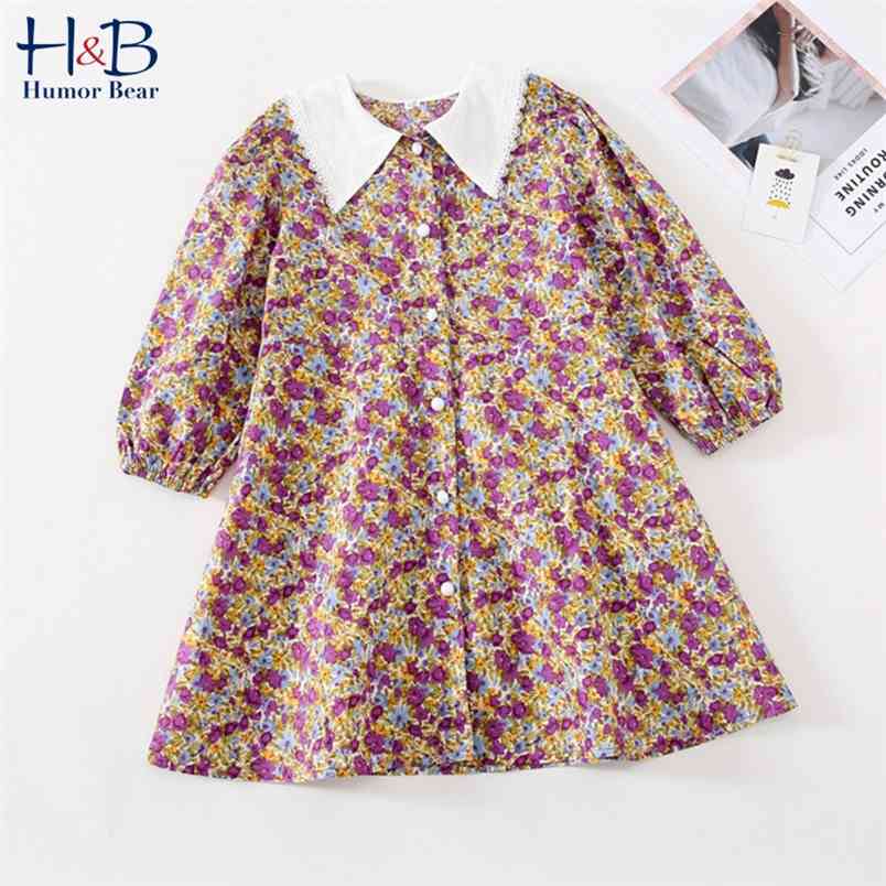

Girls Dress Children Clothing Princess Lace Collar Long Sleeve Country Style Flowers Baby Kids 210611, Bz251 black