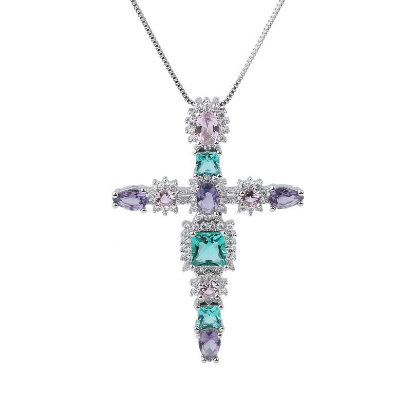 

Pendant Necklaces Snke Glass Cross Necklace Jewelry Copper