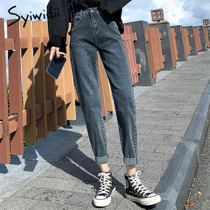 

jeans women vintage casual high waist straight street style clothes for fashion plus size denim pants 210607, Blue