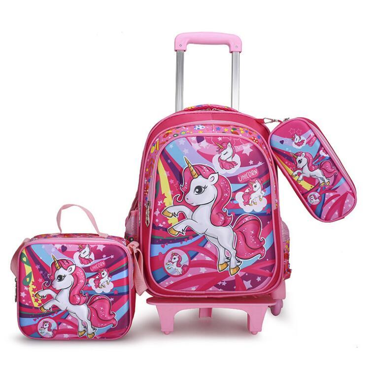 

School Bags Trolley Bag With Wheels Rolling Backpack Girls Kids Wheeled, 2 wheels