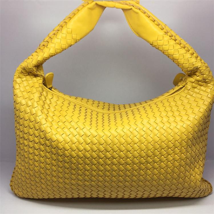 

Evening Bags Designer Women Tote Handbag Pu Leather Handmade Knitting Large Shopping Purse Carry On Shoulder Working Sac, Black