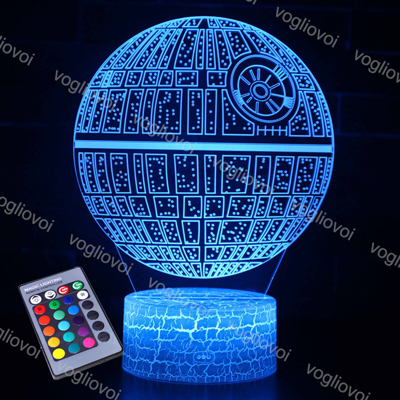 

3D Night Lights Anime Death Star 16Colors Changeable For Kids Child Bedroom Decor Nightlight Manga Gift EUB