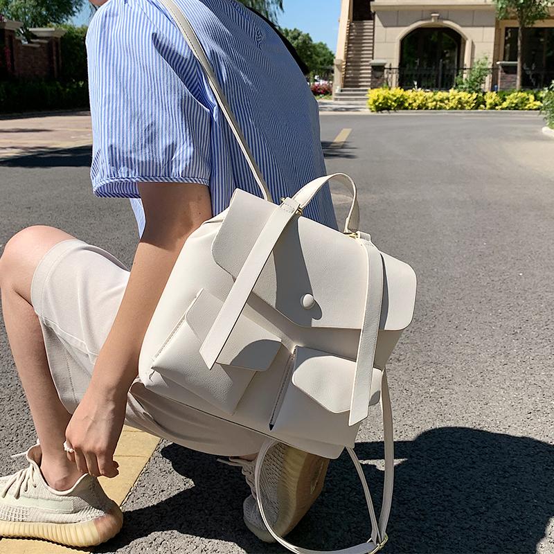 

Backpack Style Fashion Women Bag 2021 PU Leather Designers Brand For Teenage Girl High Quality Travel Books Rucksack, Black