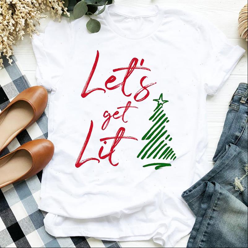 

women tree cute fashion holiday letter winter merry christmas clothes ladies graphic printed tee tshirt female t shirt, White