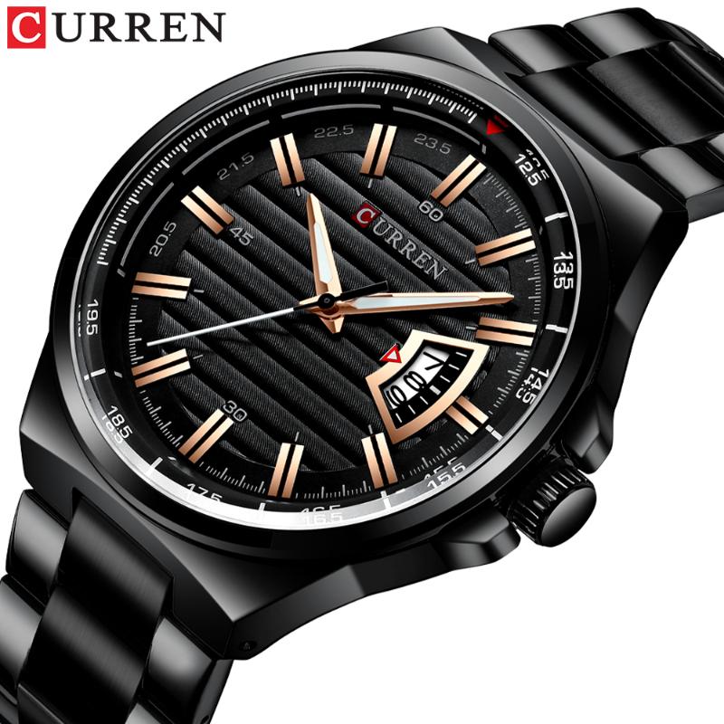 

Quartz Curren 8375 Watch Stainless Steel Band Wristwatch Fashion Style Man Auto Date Relogio Masculino Wristwatches, Slivery;brown