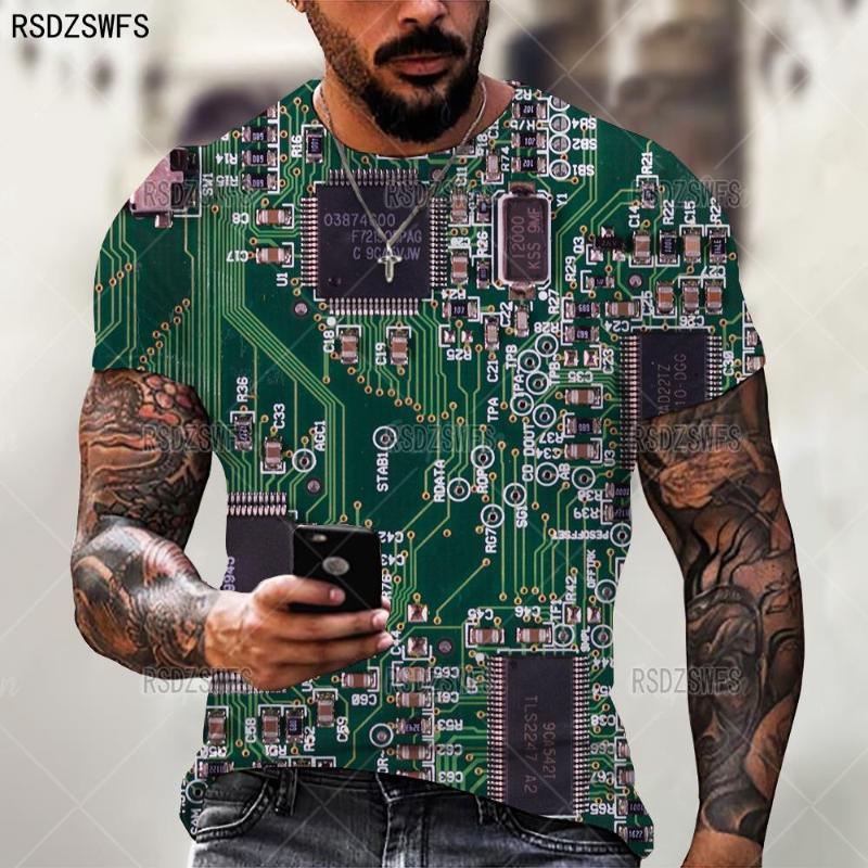 

Men's T-Shirts Hip Hop Electronic Chip 3D MenT Shirt Summer Machine Printed Oversized T-Shirt Harajuku O-Neck Short Sleeve Tees Tops 5XL, White;black
