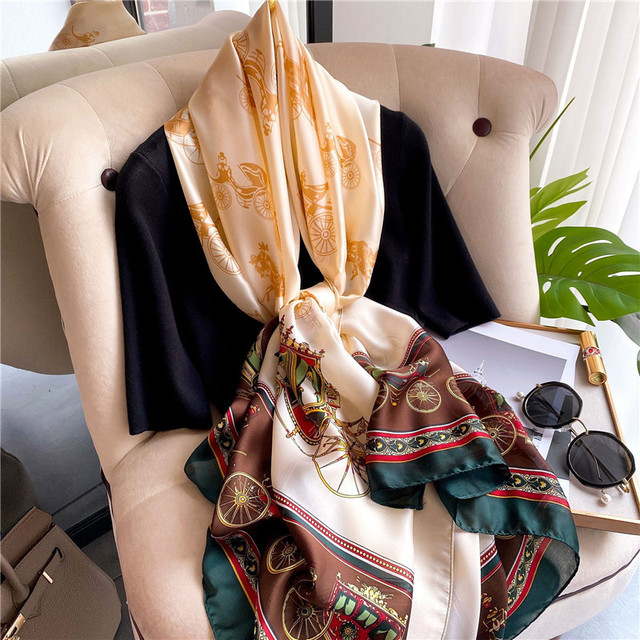 

Fashion Scarf Silk Scarves Spring Luxury Chiffon Flower Print Grid Beach Towel Scarf For Designer Women Lady Sunscreen Thin Gauze Scarf Long Scarves Wrap 180*90CM