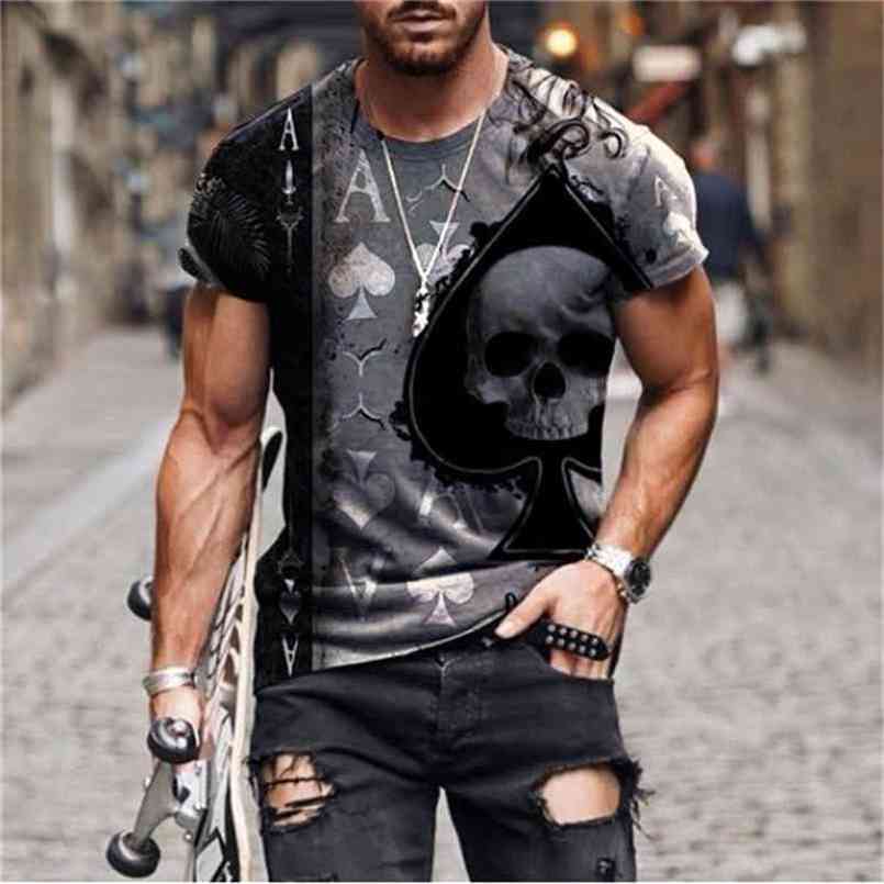 

Men T Shirt Arrival Summer Short Sleeve Loose Tops Punk Skull Pattern Gym Sports Fitness Clothes Streetwear 210716, 150lv