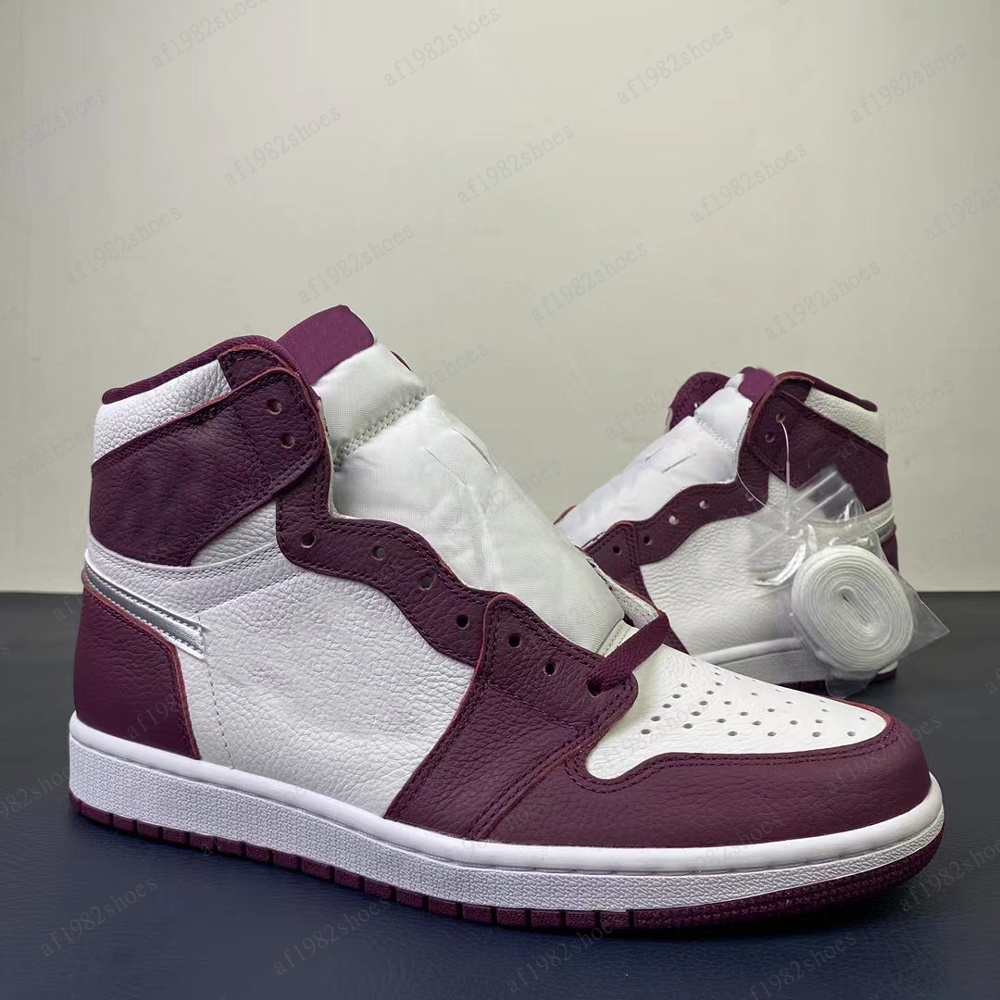 

2021 Mens Womens 1 High Bordeaux Basketball Shoes White Metallic Silver Jumpman 1s Sneakers Sports Trainers Zapatos, Blue