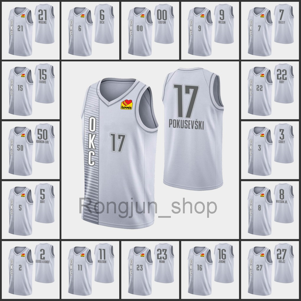 

2021-22 Oklahomas Men City Shai Gilgeous-Alexander Tre Mann Aaron Wiggins Vit Krejci 75th Anniversary Thunders jerseys, Black;red