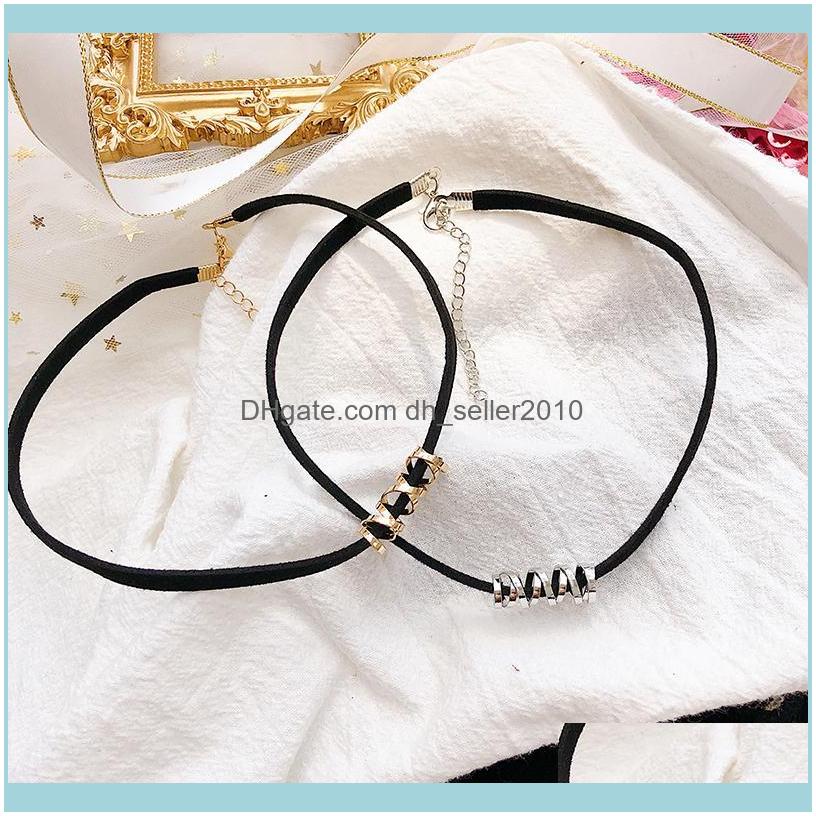 

Necklaces & Pendants Jewelrywomen Simple Black Collar Short Neck Aessories Fresh And Easy Match Style Collarbone Chain Necklace Chokers Drop