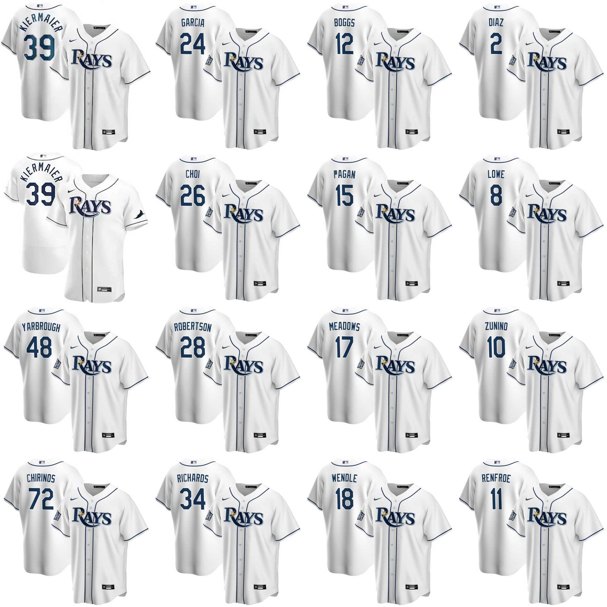 

Tampa Bay Rays Baseball Jerseys Wade Boggs Jersey Kevin Kiermaier Austin Meadows Mike Zunino Emilio Pagan Trevor Richards Brandon Lowe Joey Wendle Stitched, 39 kevin kiermaier