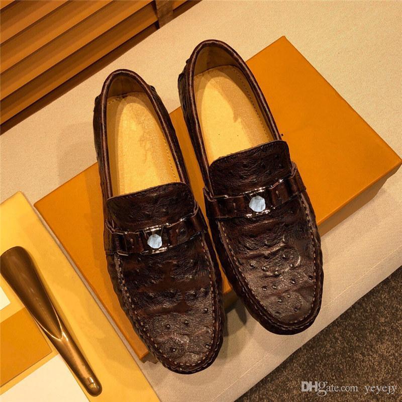 

A1 Leathers Men Shoe Casual Flats Mens Shoes Luxury Breathable Loafers Genuine Leather Slip Moccasins Comfortable Checkered embossing 2021, #02