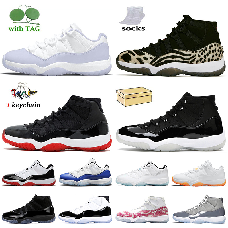 

Women Mens Trainers OG Jumpman 11 Basketball Shoes 11s Pure Violet Cool Grey Animal Instinct Bred 25th Anniversary Concord Space Jam Sneakers UNC With Socks, C27 white bred 36-47