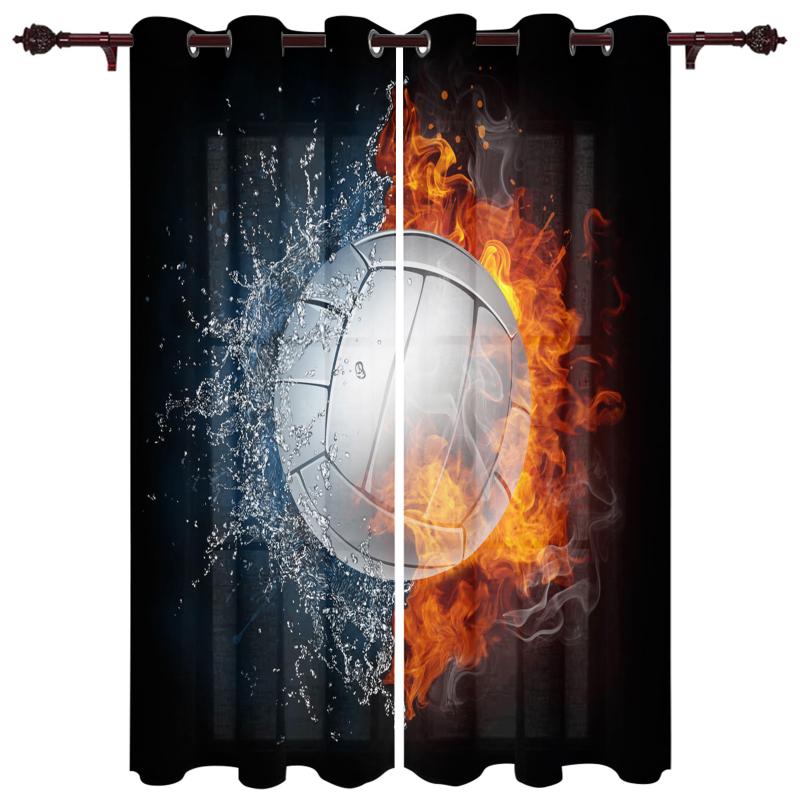 

Luxury Modern Window Curtains Volleyball Sport Water Sparks Bedroom Living Room Dining Translucent Beautiful Curtain & Drapes