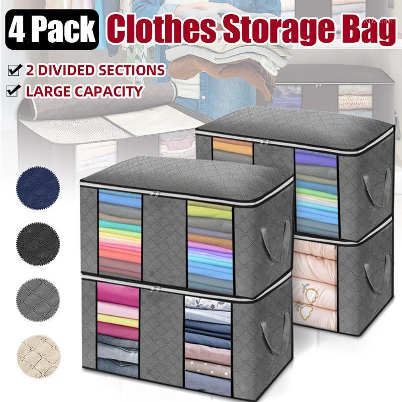 

Storage Bags 4pcs/set Clothes Quilt Blanket Closet Sweater Organizer Box Sorting Pouches Cabinet Container Travel Home